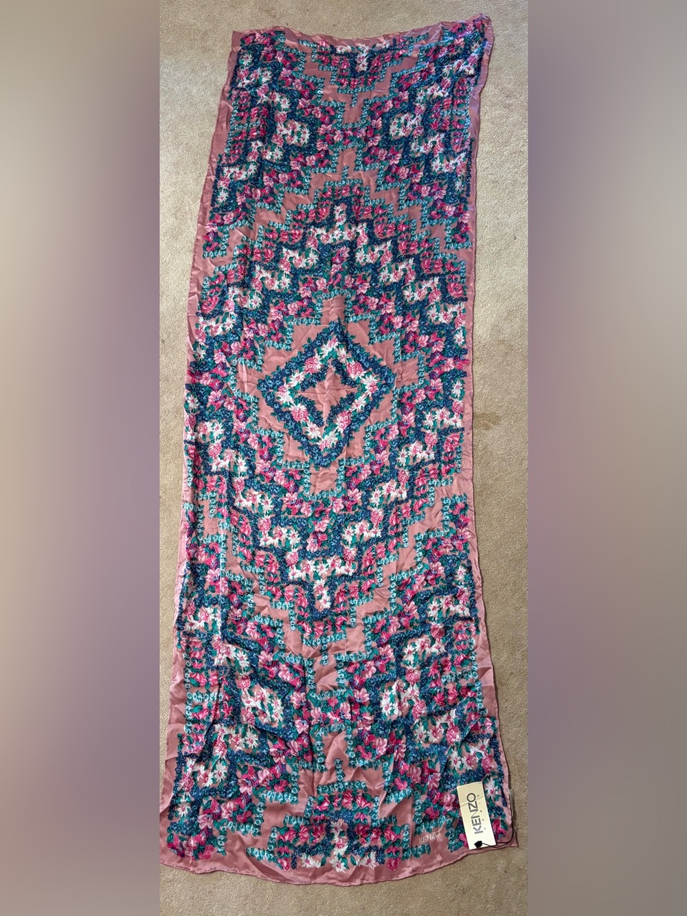NWT KENZO PARIS SILK SCARF 68”x23” LENGTH